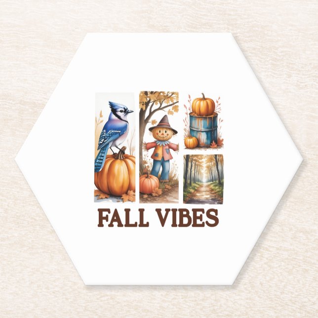 Posavasos De Papel Autumn Vibes Fall Vibes (Anverso)