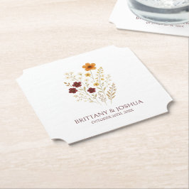 Posavasos De Papel Autumn Wildflower Elegant Boho Boda
