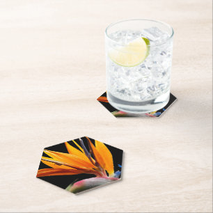 Posavasos De Papel Ave naranja de la planta de paraíso floral