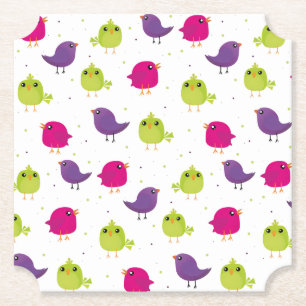 Posavasos De Papel Aves alegres y coloridas