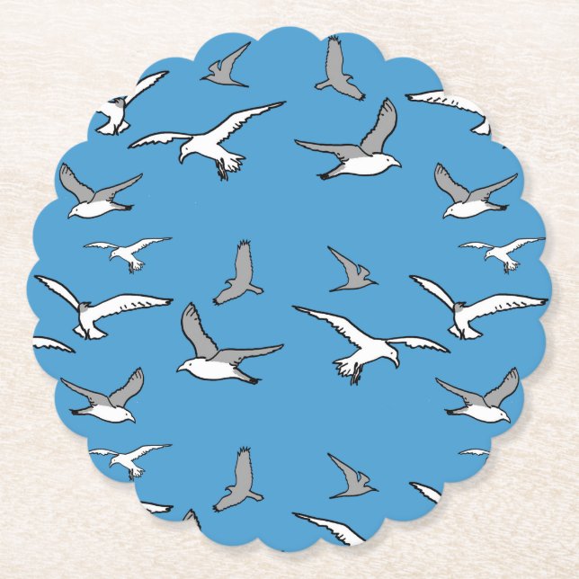 Posavasos De Papel Aves - una bandada de gaviotas (Anverso)