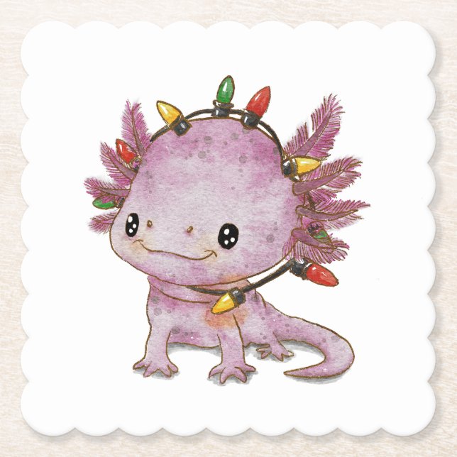 Posavasos De Papel Axolotl festivo (Anverso)