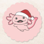 Posavasos De Papel Axolotl Merry Christmas Winter Axolotl Paper Coast<br><div class="desc">The axolotl to soft nights with Christmas cap. Funny animals with gifts and snow for the holidays. Also funny for christmas in July. Axolotls are cute animals and perfect for Christmas.</div>