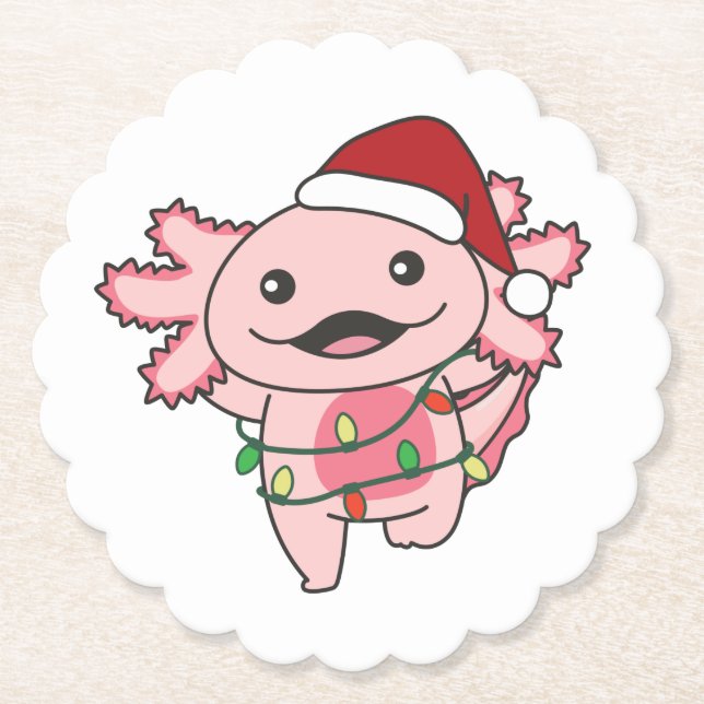 Posavasos De Papel Axolotl Navidades Animales de invierno Axolotls (Anverso)