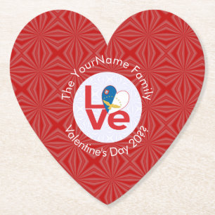 Posavasos De Papel Azorean LOVE Hearth Flag San Valentín Personalizad