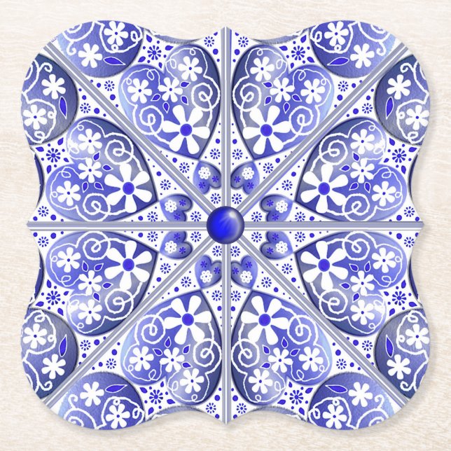 Posavasos De Papel Azul cerámico de Grecia (Anverso)