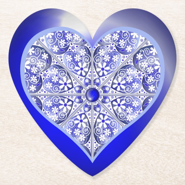 Posavasos De Papel Azul de encaje cerámico de Grecia (Anverso)