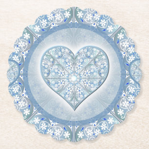 Posavasos De Papel Azul de luz de encaje cerámico