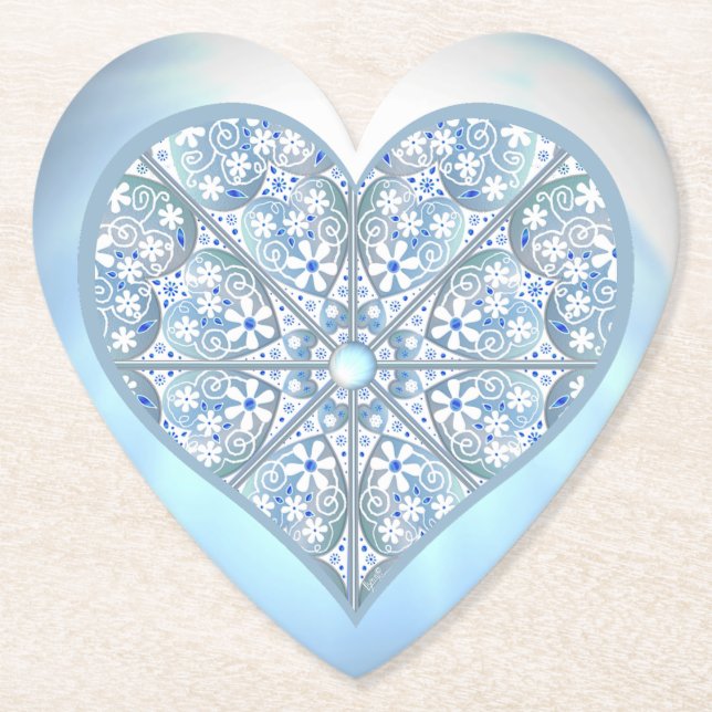 Posavasos De Papel Azul de luz de encaje cerámico (Anverso)