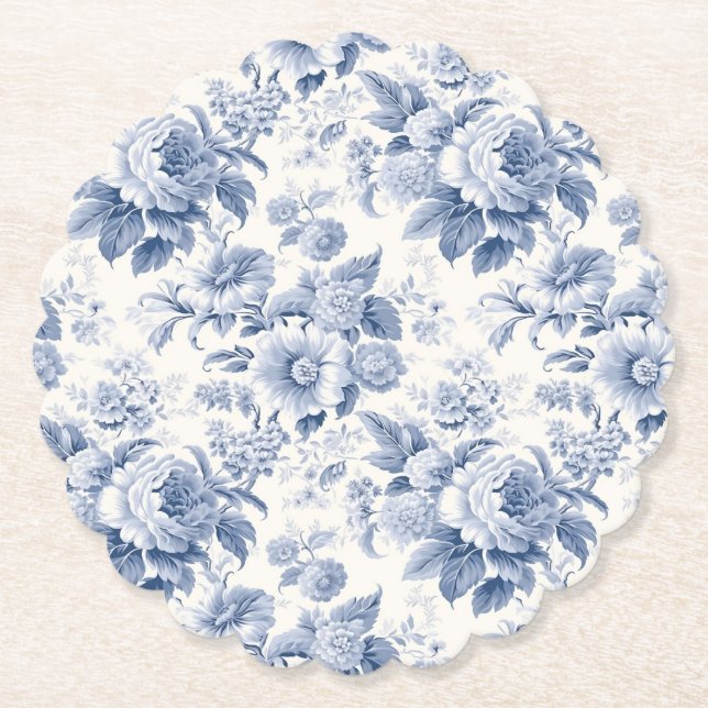 Posavasos De Papel Azul floral de Francia (Anverso)