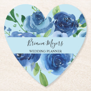Posavasos De Papel Azul Marino Floral Moderno de Negocios