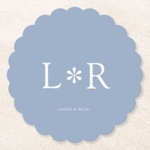 Posavasos De Papel Azul Polvoriento Simple Chic Pareja