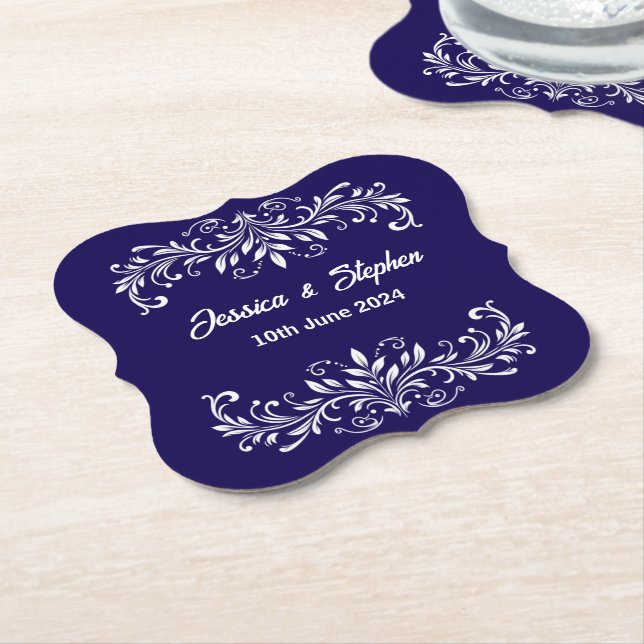 Posavasos De Papel Azul Profundo (En perspectiva)