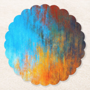 Posavasos De Papel Azul turquesa, naranja y rojo abstracto