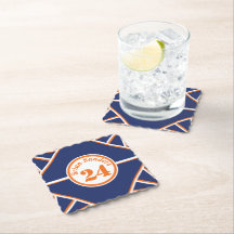Posavasos de papel azul y naranja inspirado en dep