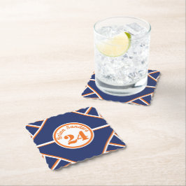 Posavasos de papel azul y naranja inspirado en dep