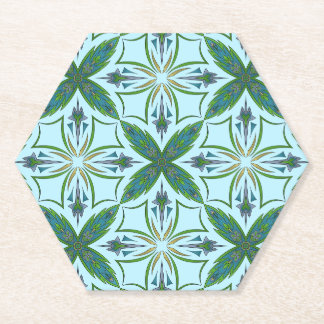 Posavasos De Papel Azulejo Arabesco Patrón Tropical Audaz y Vívido