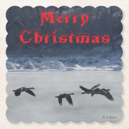 Posavasos De Papel B48a Canadian Geese Over Frozen River Coaster