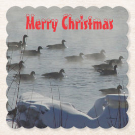 Posavasos De Papel B49a Canada Geese on Foggy Frozen River Coaster