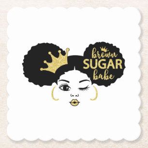 Posavasos De Papel Babe Azúcar Morena en Negro y Dorado