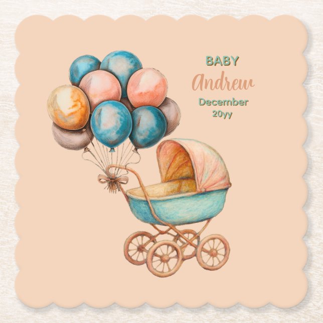 Posavasos De Papel Baby Carriage Coaster (Anverso)