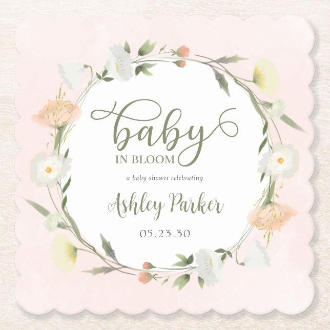 Posavasos De Papel Baby In Bloom Wildflower Baby Shower (Anverso)