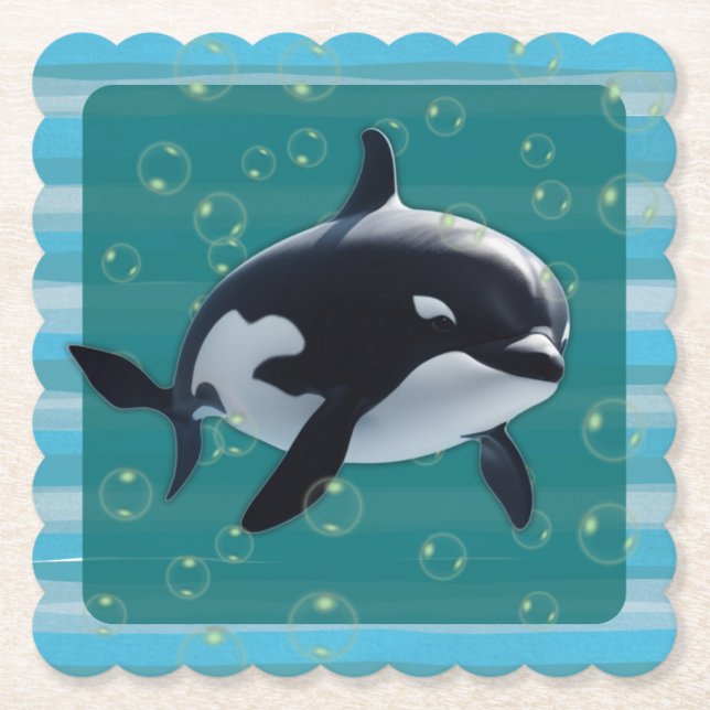 Posavasos De Papel Baby Orca Paper Coasters (Anverso)