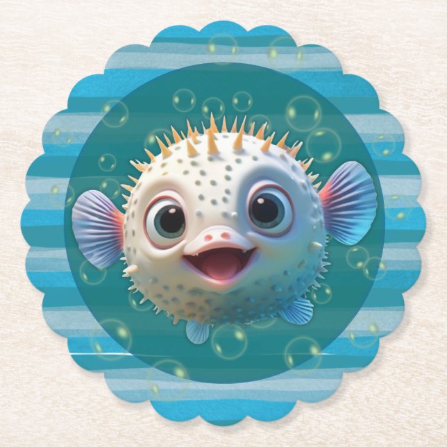 Posavasos De Papel Baby Pufferfish Paper Coasters (Anverso)