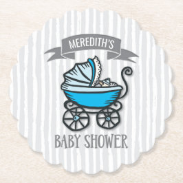 Posavasos De Papel Baby Shower Azul-Temático