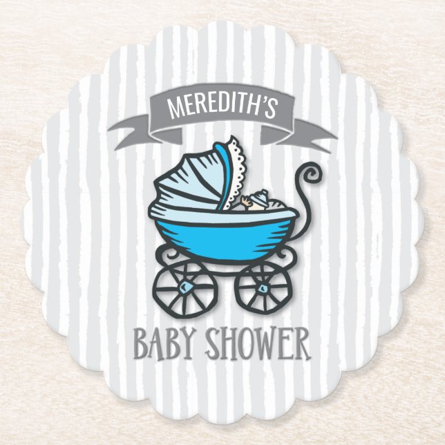 Posavasos De Papel Baby Shower Azul-Temático (Anverso)