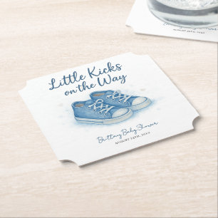 Posavasos De Papel Baby Shower Blue Baby Sneakers