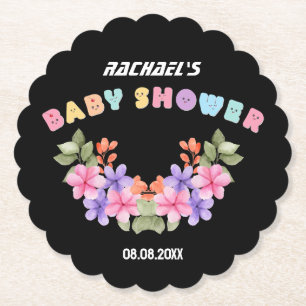 Posavasos De Papel Baby Shower Chica floral rosa suave