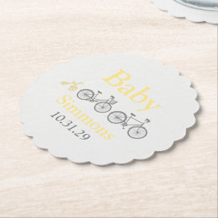 Posavasos De Papel Baby Shower de bicicleta amarilla