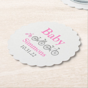 Posavasos De Papel Baby Shower de bicicleta rosa