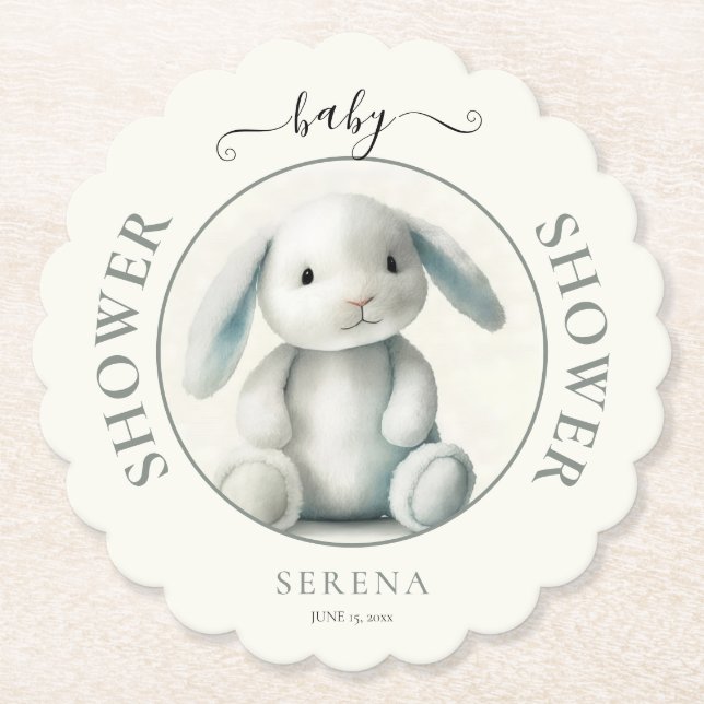 Posavasos De Papel Baby Shower de conejito acolchado (Anverso)