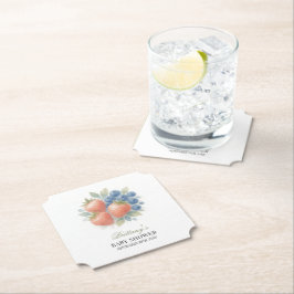 Posavasos De Papel Baby Shower de fresa y arándano