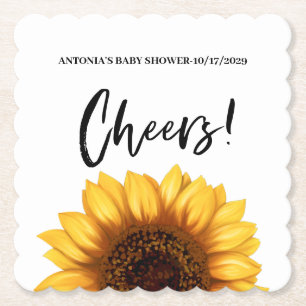 Posavasos De Papel Baby Shower de Girasoles de Otoño