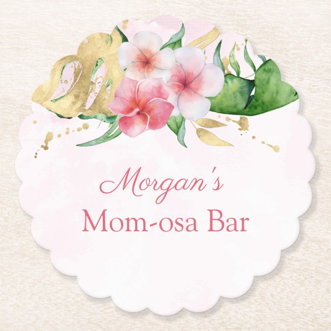 Posavasos De Papel Baby Shower de verano tropical moderno (Anverso)