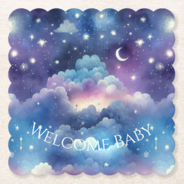 Posavasos De Papel Baby Shower Drink Coaster – Celestial Dreamscape