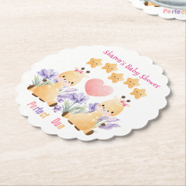 Posavasos De Papel Baby Shower gemelo | Cute Giraffe Baby Shower