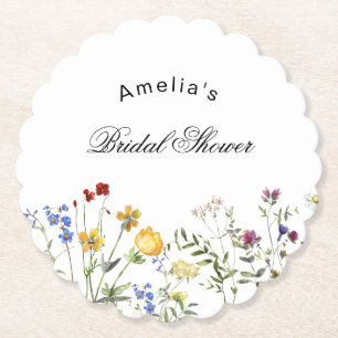 Posavasos De Papel Baby Shower Minimalista de Flores Silvestres