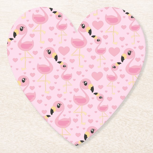 Posavasos De Papel Baby Shower rosa Flamingo (Anverso)