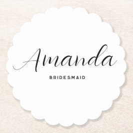 Posavasos De Papel Bachelorette Bridesmaid con escritura Minimalista 