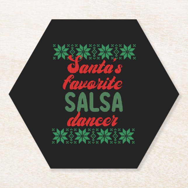 Posavasos De Papel Bailarín de salsa Navidades feos Navidades regalo (Anverso)
