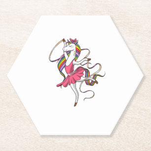 Posavasos De Papel Bailarina de Unicornio Arcoíris Bailarina Mujeres