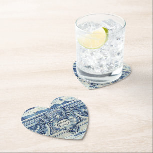 Posavasos De Papel Baldosas de pared azules y blancas de Portugal con