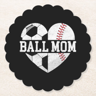 Posavasos De Papel Ball Mom Shirt Heart Graciosa Béisbol