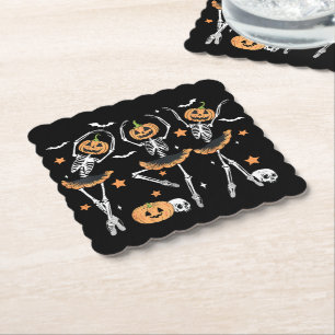 Posavasos De Papel Ballet Calabaza Skeleton Scary Halloween