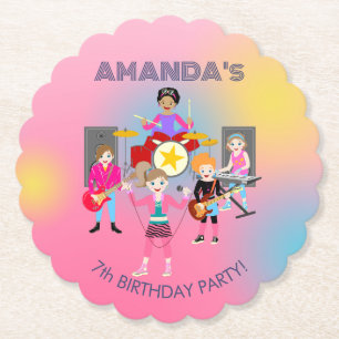 Posavasos De Papel Banda de chicas de música retro Birthday Party