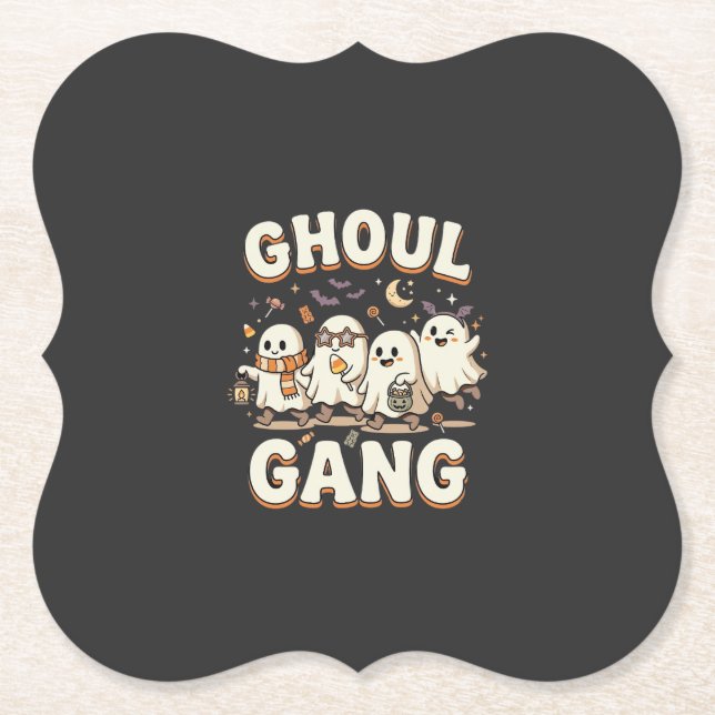 Posavasos De Papel Banda de Duendes de Halloween (Anverso)